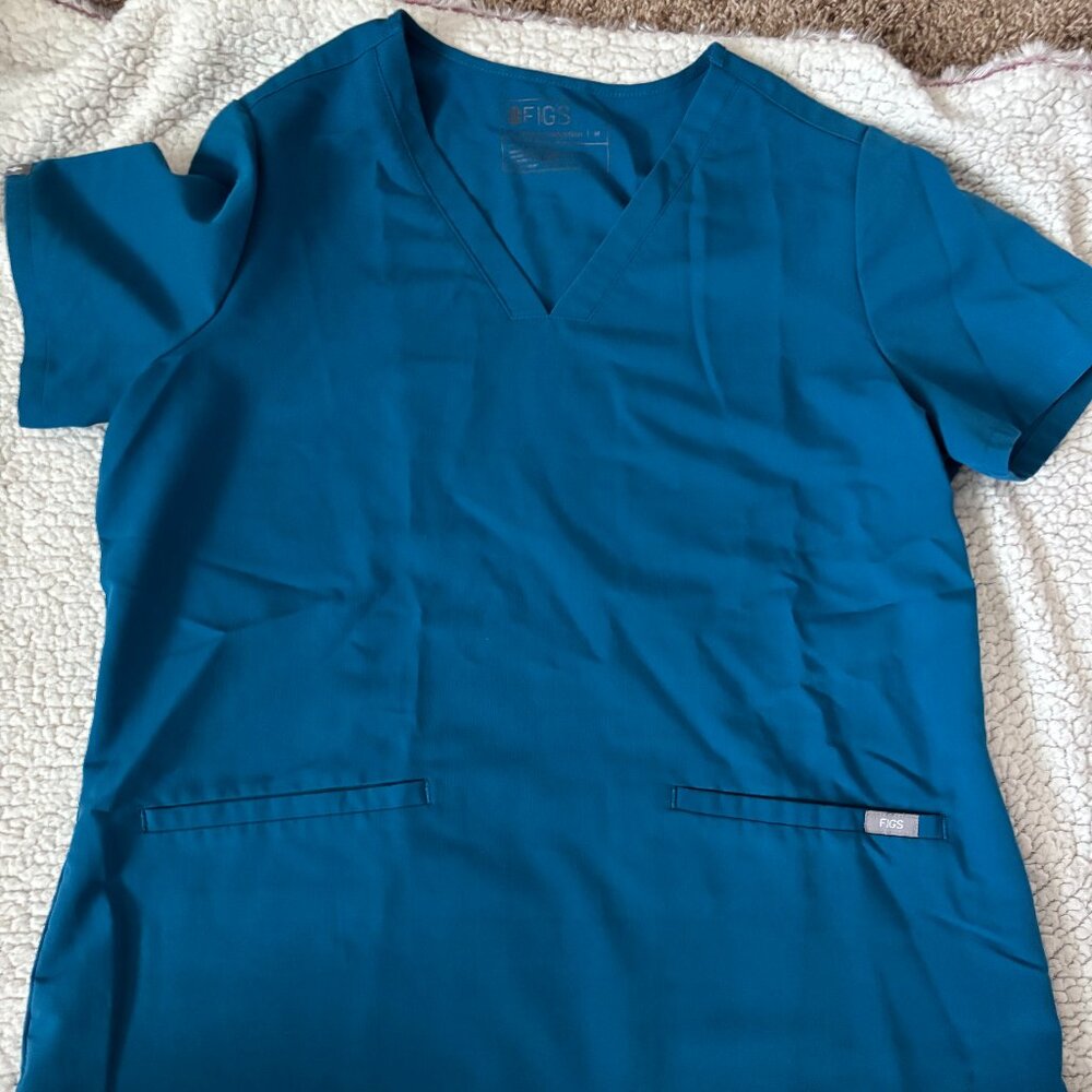 Figs Scrub Top Blue